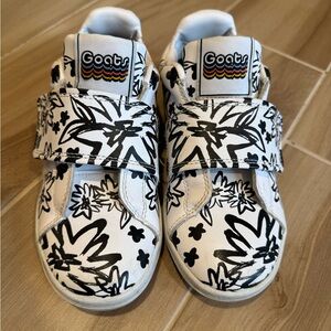 Kids Sneakers - Black and White Floral